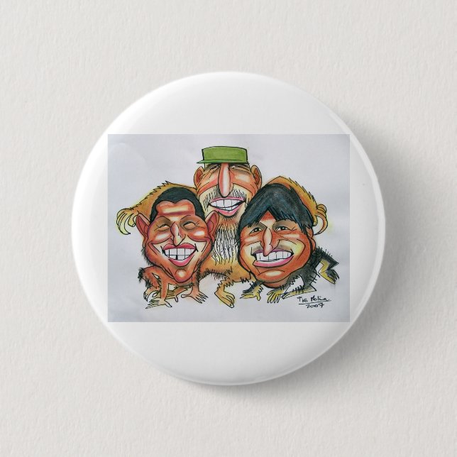 fidel castro,hugo chavez, evo morales 6 cm round badge (Front)