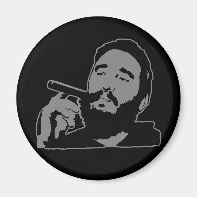 Fidel Castro with Cigar Portrait Magnet (Front)