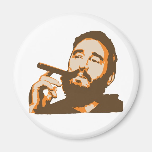 Fidel Castro with Cigar Portrait Magnet (Front)