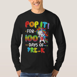 Fidget Pop It 100th Day Of Pre K Unicorn Kids Boys T-Shirt