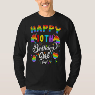 Fidget Pop It Birthday Happy 10th Birthday Girl Po T-Shirt