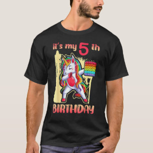 Fidget Pop It Unicorn Birthday It's My 5th Birthda T-Shirt