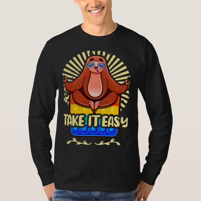 Fidget Toy Pop It Funny Sloth Yoga T-Shirt (Front)