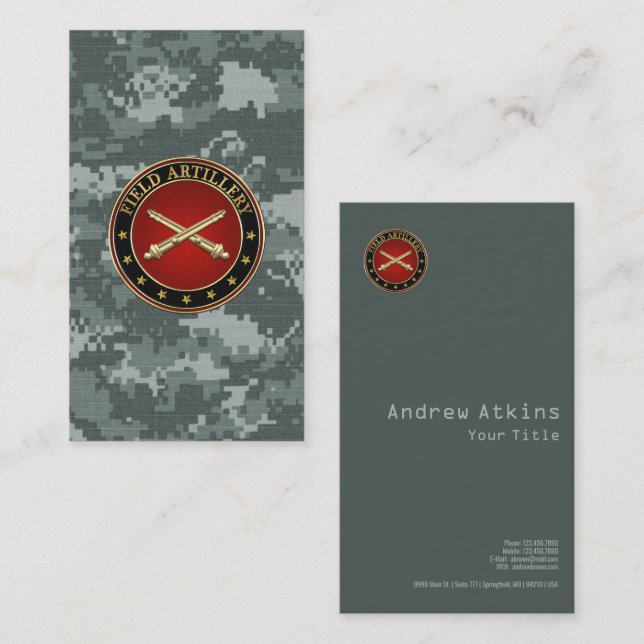 Field Artillery Branch Insignia Special Edition Business Card (Front/Back)