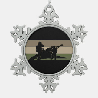 Field Artillery Snowflake Pewter Christmas Ornament