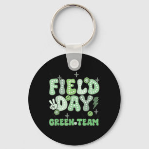 Field Day Green Team Groovy Smile Face Chequered S Key Ring