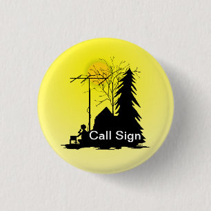 Field Day Ham Radio Opertor Silhouette Button