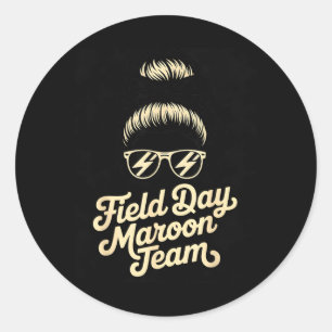 Field Day Maroon Team Football Tournament Teacher Classic Round Sticker