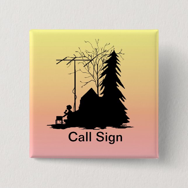 Field Day Operator Silhouette Sunrise Button (Front)