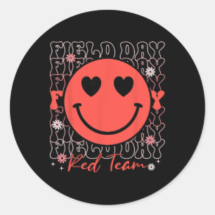 Field Day Red Team Smile Face Field Day Games Kids Classic Round Sticker