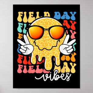 Field Day Vibes Smile Face Teacher Kids Happy Fiel Poster
