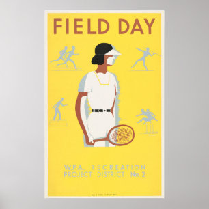 FIELD DAY WPA Recreation Project America Vintage Poster