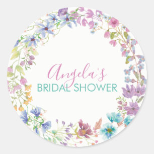 Field Floral Bridal Shower Classic Round Sticker