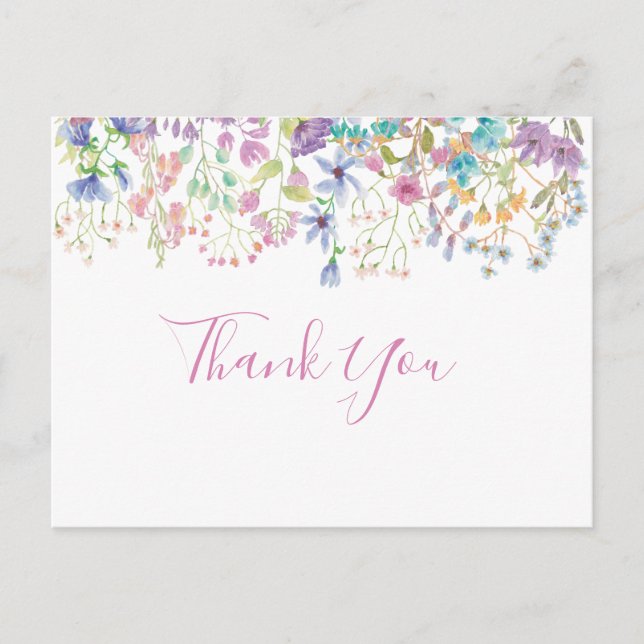 Field Floral Bridal Shower Thank You Card (Front)