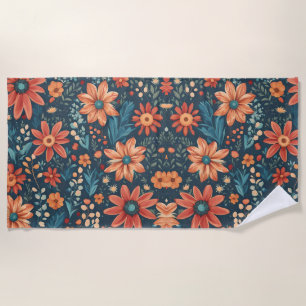 Field flowers, beautiful spring art. beach towel
