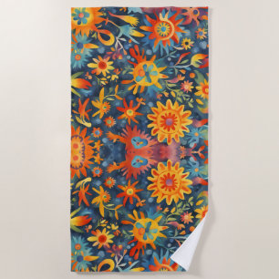 Field flowers, beautiful spring art.  beach towel