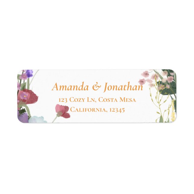 Field Flowers Floral Wedding Return Address Labels (Front)