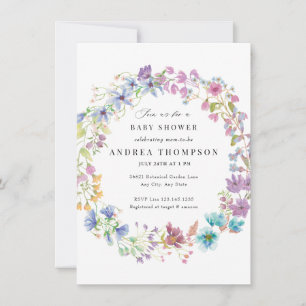 Field Flowers   Hand Painted Floral Baby Shower Invitation