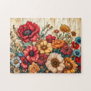 Field Flowers in Bright Summer Colours Jigsaw Puzzle