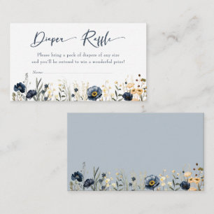 Field Flowers Oh Boy Baby Shower Diaper Raffle Enclosure Card
