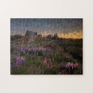 Field Flowers Oil Painting Landscape Pretty Jigsaw Puzzle