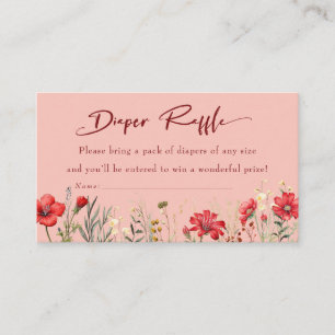 Field Flowers Red Wildflowers Diaper Raffle Enclosure Card