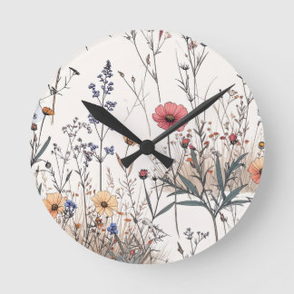 Field flowers round clock