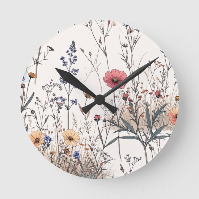 Field flowers round clock (Front)