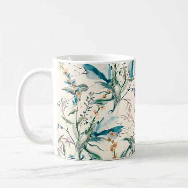 Field Flowers Seamless Pattern Coffee Mug (Left)