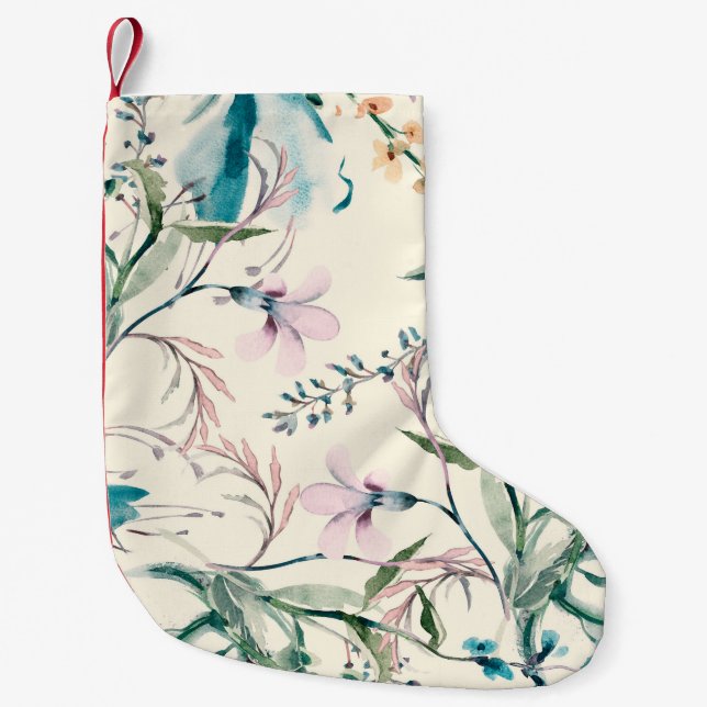 Field Flowers Seamless Pattern Small Christmas Stocking (Front)