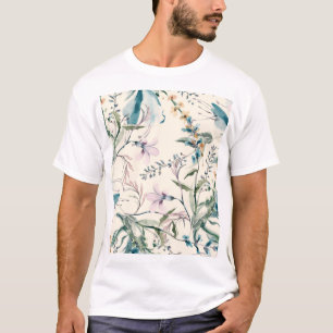Field Flowers Watercolor Seamless Pattern T-Shirt