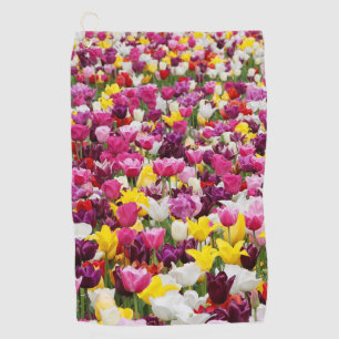 field full of tulips golf towel