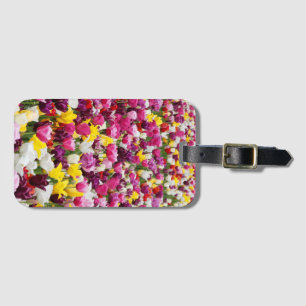 field full of tulips luggage tag