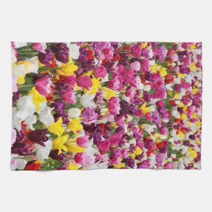 field full of tulips tea towel