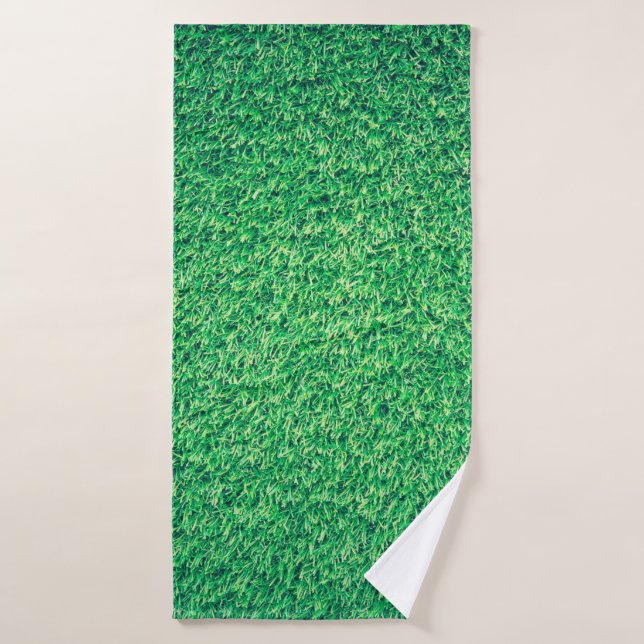 Field grass green lawn texture bath towel (Bath Towel)