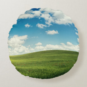 Field Grass Nature  Round Cushion