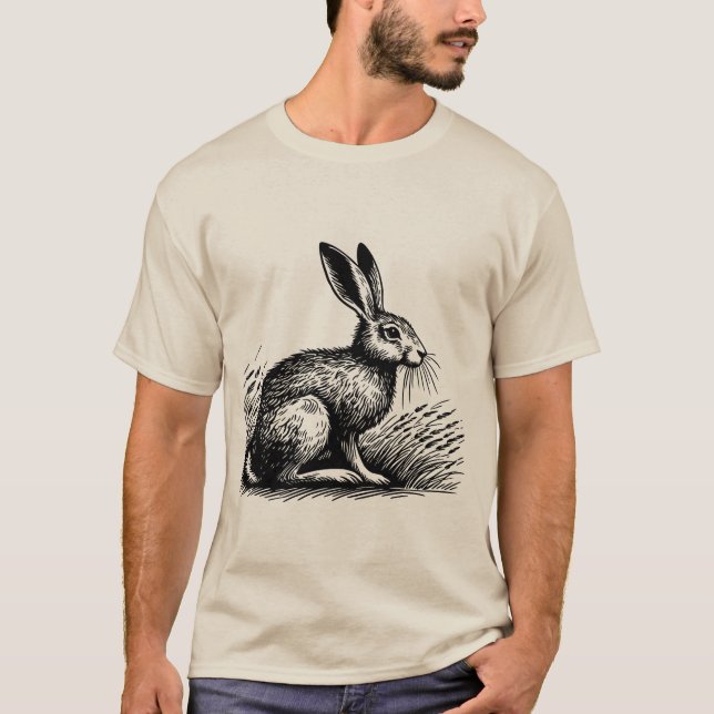 Field Hare – Rustic Rabbit T-Shirt Design (Front)