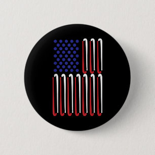 Field Hockey American Flag Field Hockey Player Us  6 Cm Round Badge
