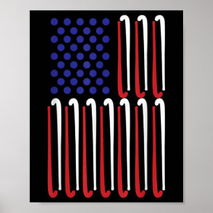 Field Hockey American Flag Field Hockey Player Us Poster