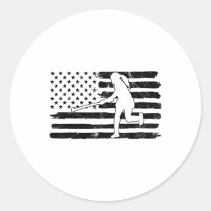 Field Hockey American Flag Women Kids Men Classic Round Sticker