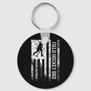 Field Hockey Bro Brother Distressed Vintage Americ Key Ring