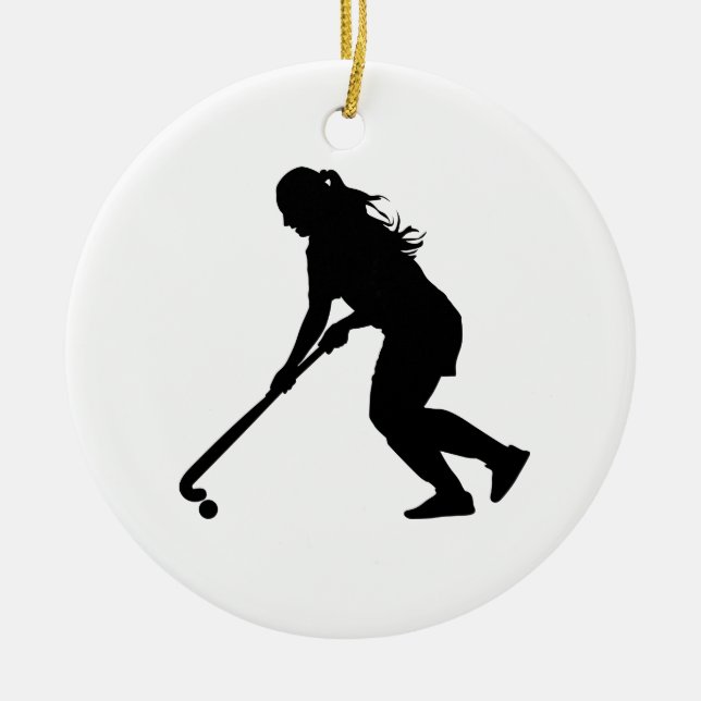 Field Hockey Ceramic Tree Decoration (Front)