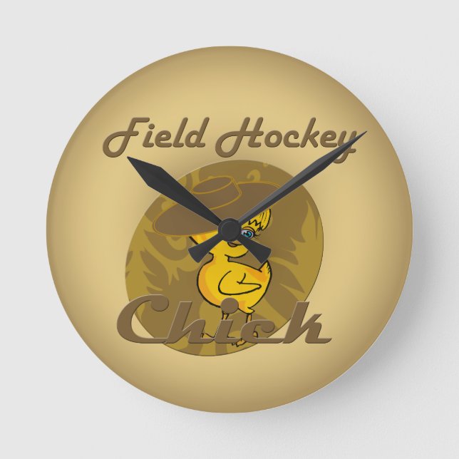 Field Hockey Chick #6 Round Clock (Front)