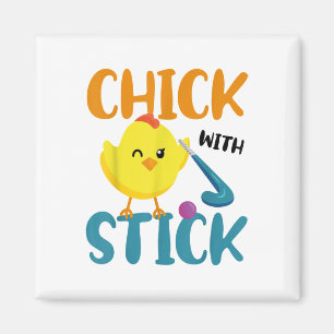 Field Hockey Chicken Chick With Stick _1 Magnet