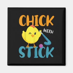 Field Hockey Chicken Chick With Stick Magnet