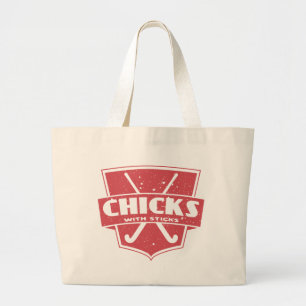 Field Hockey Chicks With Sticks Large Tote Bag