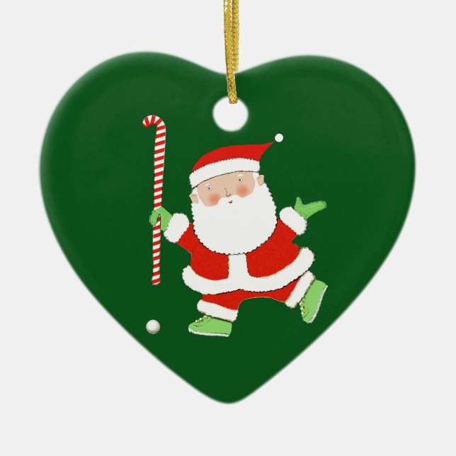 Field Hockey Christmas Collectable Ceramic Tree Decoration (Front)