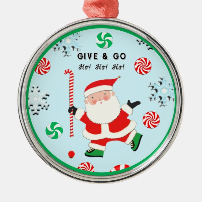 Field Hockey Christmas Collectable Metal Tree Decoration (Front)