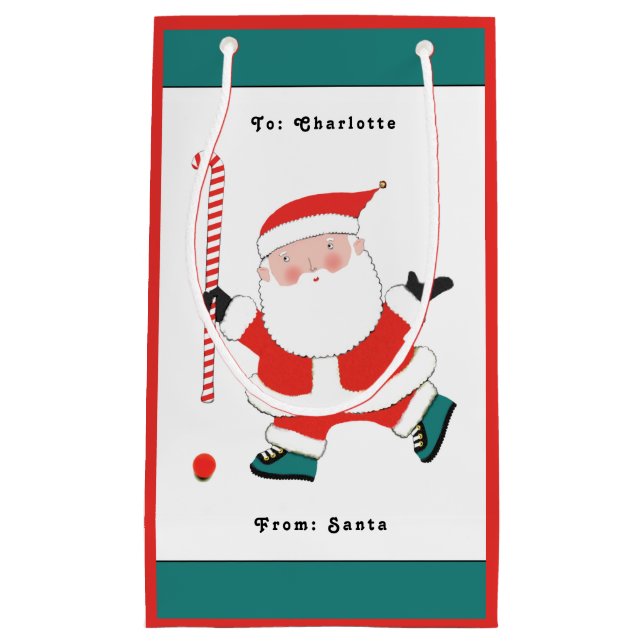 Field Hockey Christmas Holiday Small Gift Bag (Front)