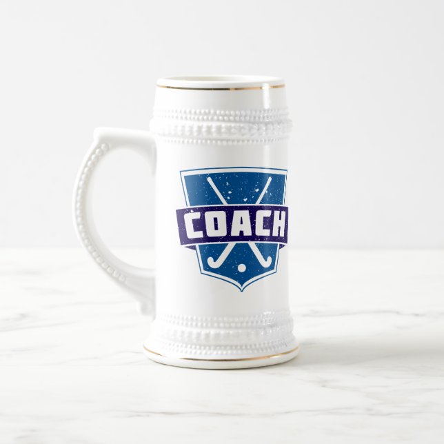 Field Hockey Coach Shield Beer Stein (Left)